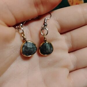 Handmade adorable dark gray faux stone dainty tear drop earrings